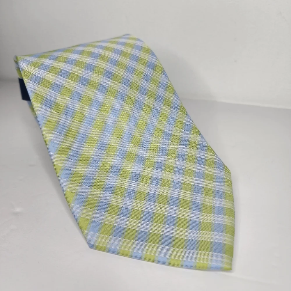 PAOLO DAVIDE Greenish Yellow Plaid Tie. SILK.